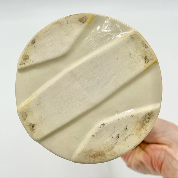 Vintage Pitcher Vase Art Deco Style White Yellow Handle Narrow Home Decor Gift - Picture 6 of 12